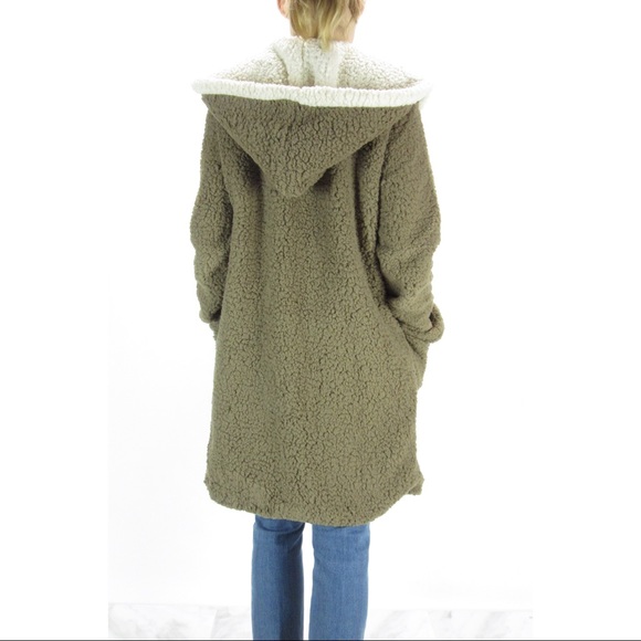 Soft Sherpa Hooded Fleece Robe Style Jacket - Picture 4 of 8